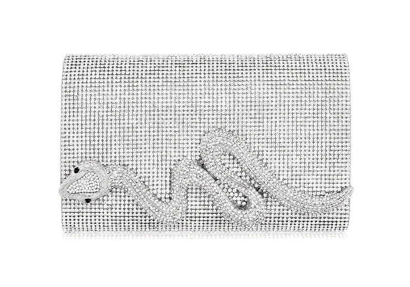 Handle bags with eco-friendly bamboo handles -Serpent Fizzoni Silver