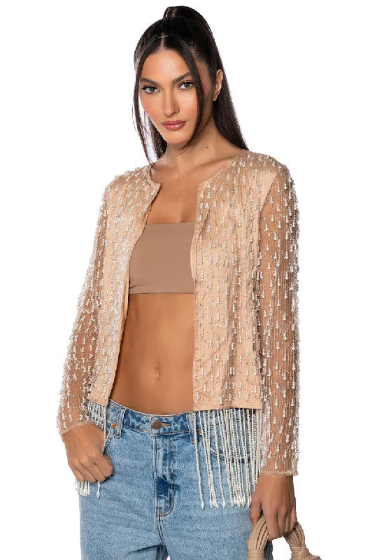 Blazers for evening parties sparkle subtly -SUMMER BEADED BLAZER