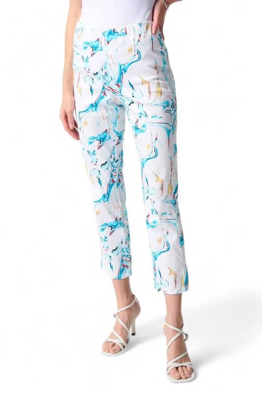 High-rise tight trousers for women with side zippers for easy styling -Watercolor Print Pants In Multi