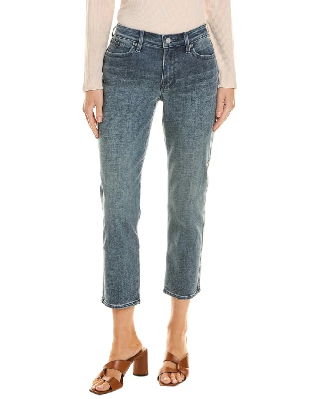 High-waisted tight trousers for women with tapered leg and vintage-inspired design -NYDJ Petite Stella Playlist Tapered Ankle Jean