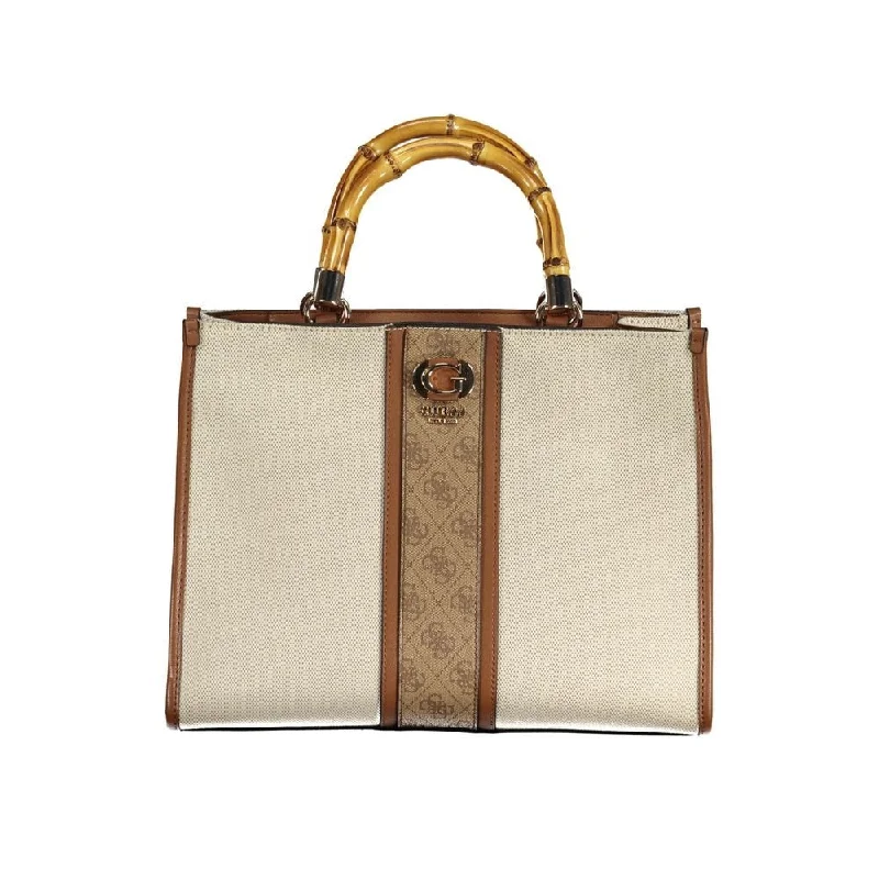 Handle bags with eco-friendly bamboo handles -Guess Jeans Beige Cotton Women's Handbag