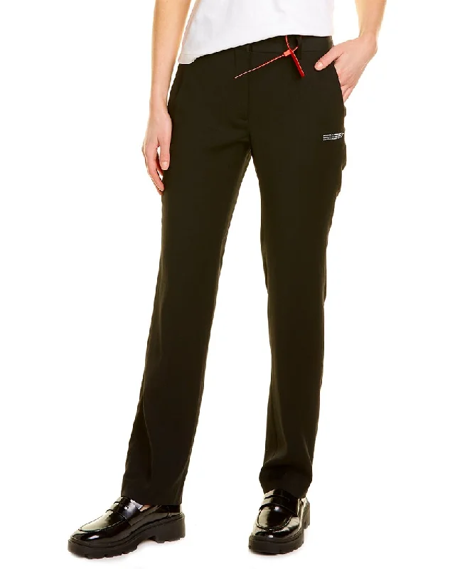 Tight trousers for women with belt loops and classic design for versatile look -Off-White High-Waist Tailored Wool-Blend Pant