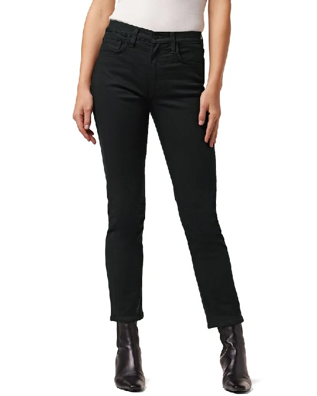 Soft wool tight trousers for women with cozy, refined fabric for cold weather -JOE'S Jeans The Luna Black Straight Leg Jean