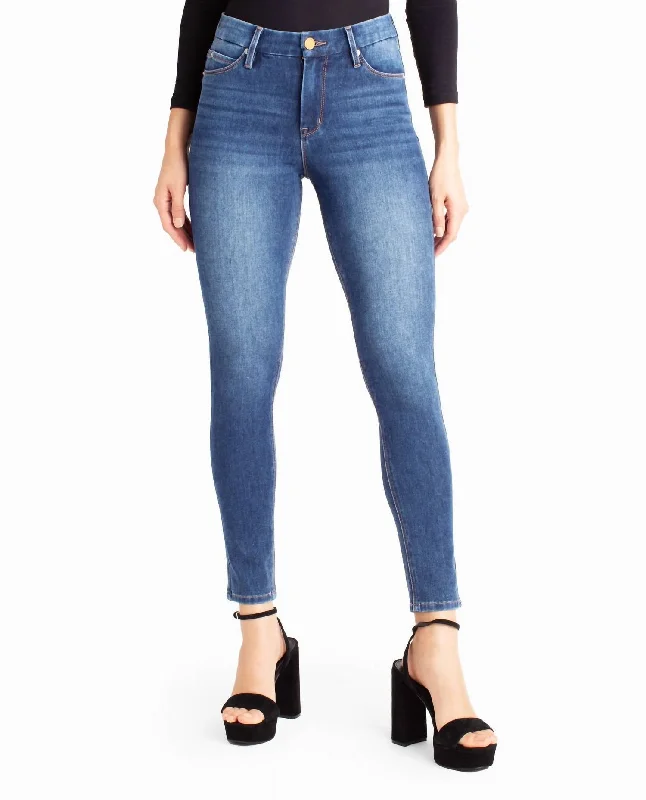 Tapered tight trousers for women with ankle-length fit and minimalist style -Redhook High Rise Skinny Jean In Dark Blue