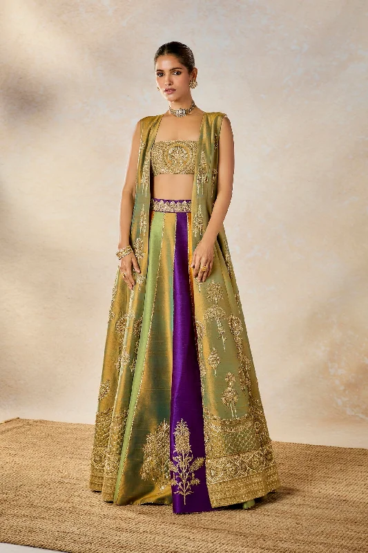 The Kesar Varak Long Jacket Lehenga Set