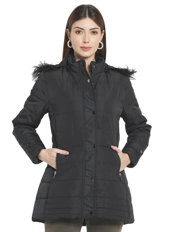 Mettle Women Black Longline Parka Jacket