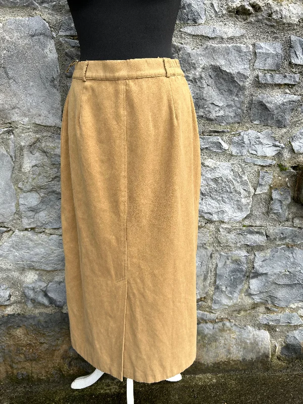 Punk Dresses with Spikes -90s camel brown midi skirt uk 12