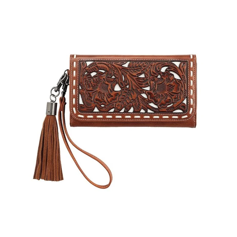 Handle bags with thick handles for support -Nocona Western Wallet Womens June Filigree Glitter Tan N770015608 - 7-1/2 x 4-1/2