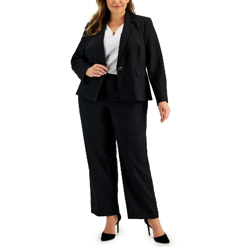 Single-breasted blazers for sleek lines impress -Le Suit Womens Plus Solid  One-Button Blazer