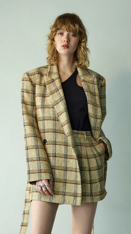 Blazers in sage green feel calm -Oversize Checked Blazer