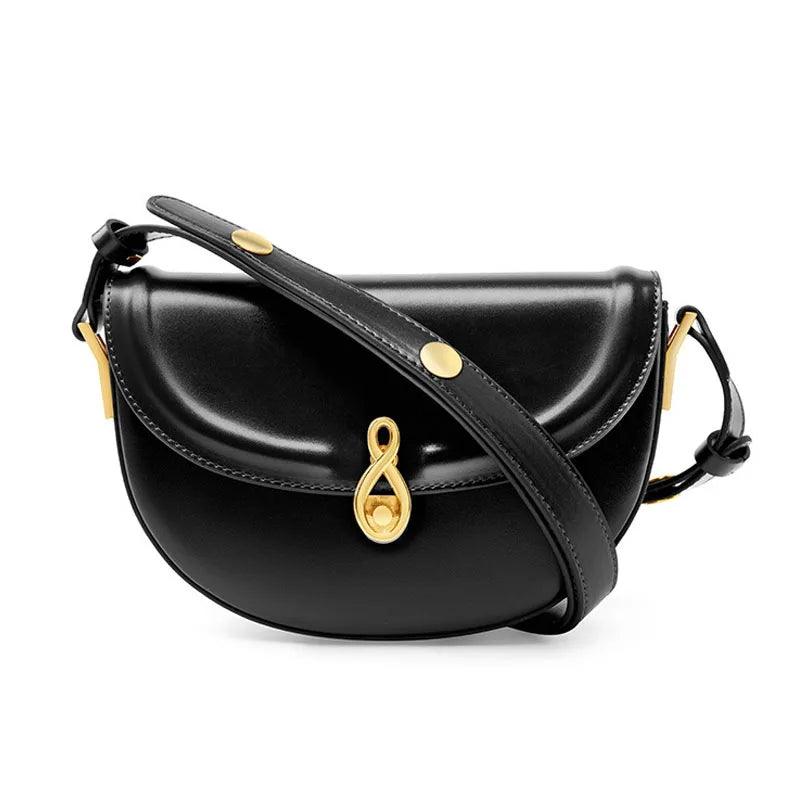 Handle bags with playful pom-poms for charm -Genuine Leather Shoulder Sling Cross-Body Bag