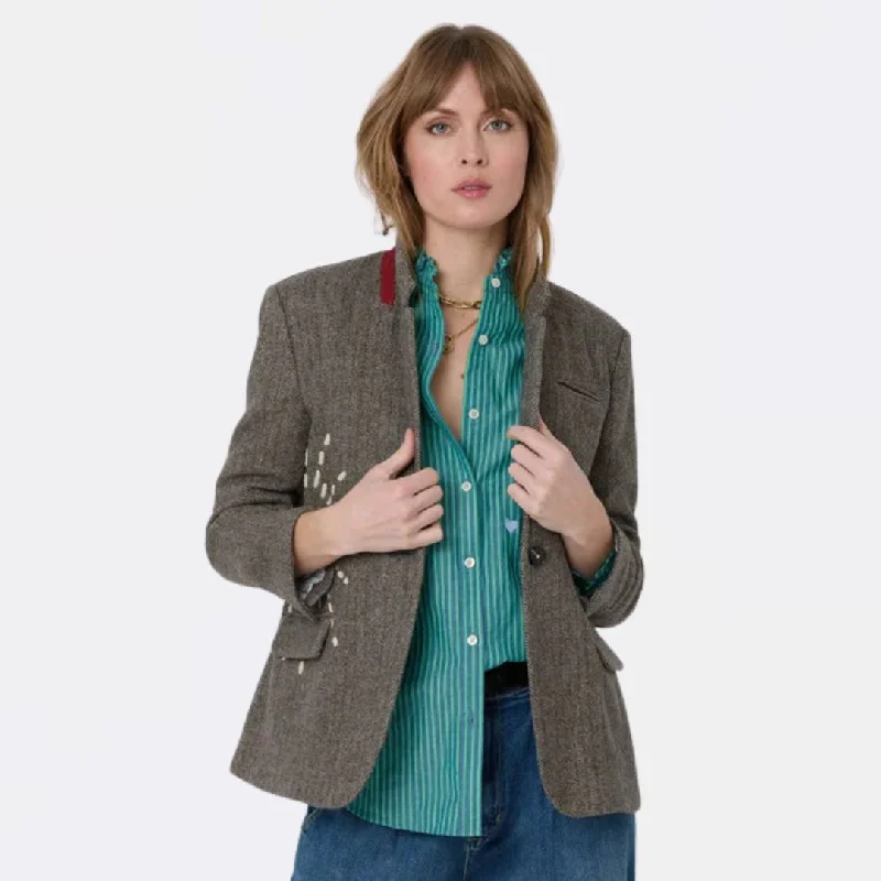 Colorful blazers for summer events brighten wardrobes -Workday Blazer Some Sunny Sunday (Taupe)