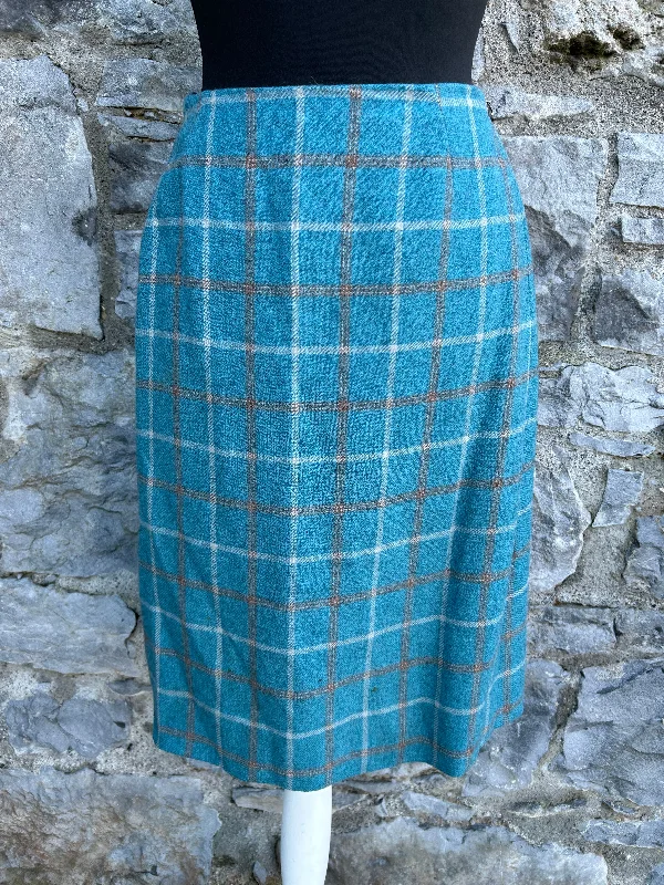 Gray Dresses for Subtle -90s blue check woolly skirt uk 6-8