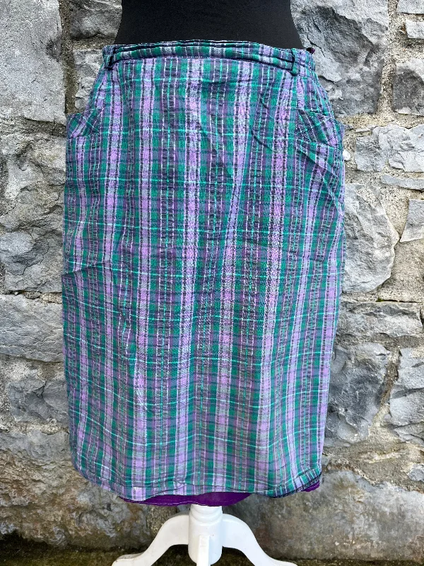 Printed Dresses with Patterns -80s purple check skirt uk 14