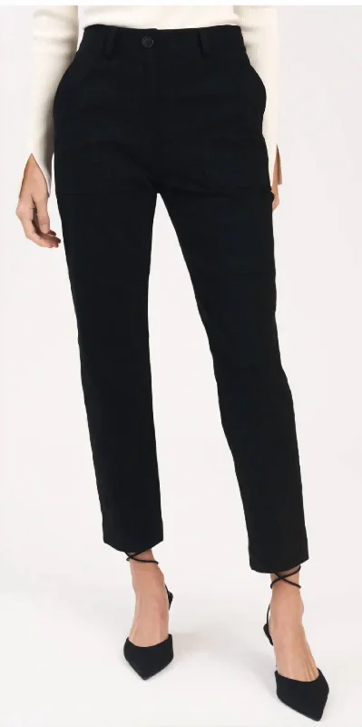 Leather tight trousers for women with edgy design and fashion-forward style -Therese Cropped Pants In Black