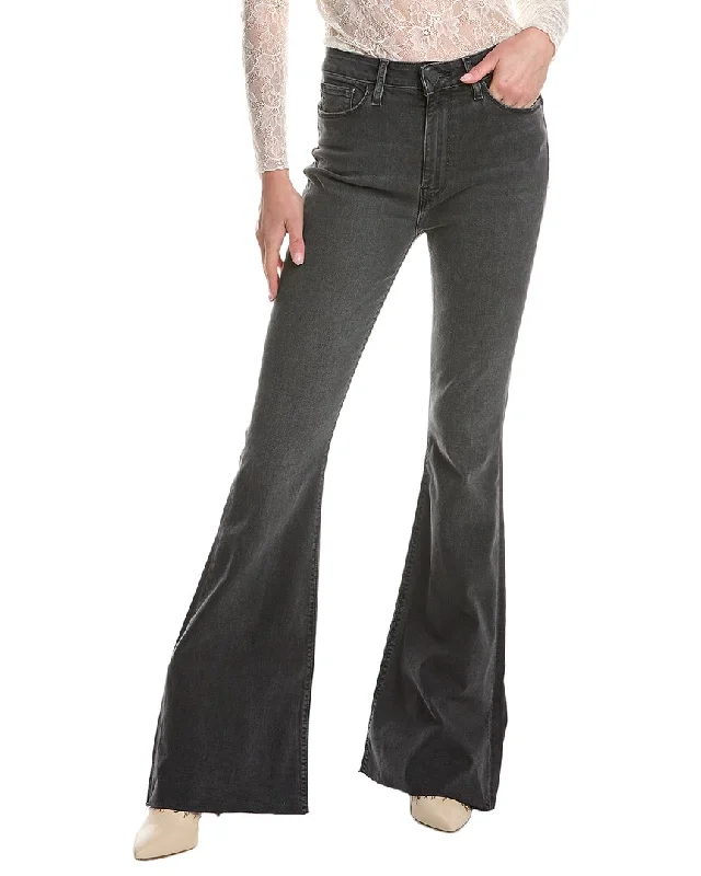 Stylish tight trousers for women with high-waisted fit for flattering look -HUDSON Jeans Holly High-Rise Washed Black Flare Jean