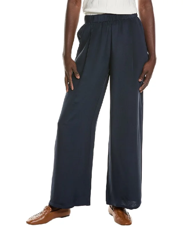 Classic tight trousers for men with slim fit and professional appearance -EILEEN FISHER High Waisted Wide Silk Flare Pant