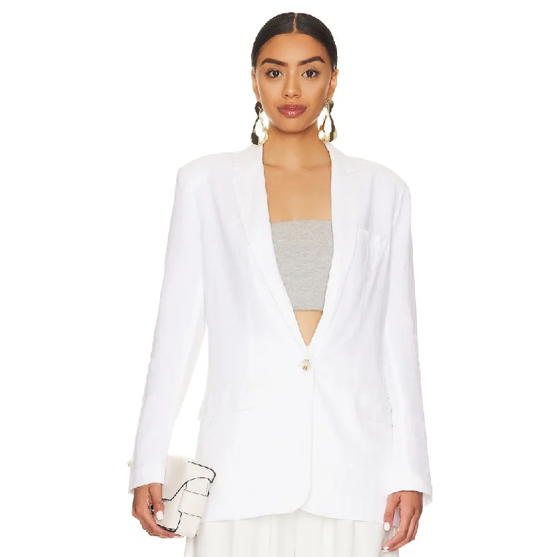 Blazers with unique textures draw attention -Linen On The Edge Blazer (White)