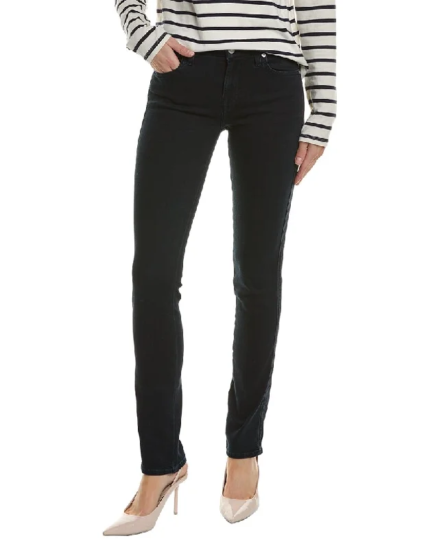 Tight trousers for women with leather accents and modern, bold design -7 For All Mankind Kimmie Oppseren Straight Jean