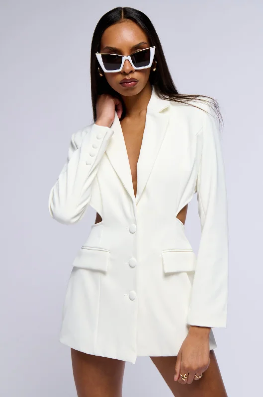 Classic blazers for men suit every occasion perfectly -BIRDY BLAZER WITH BACK CUT OUT IN WHITE