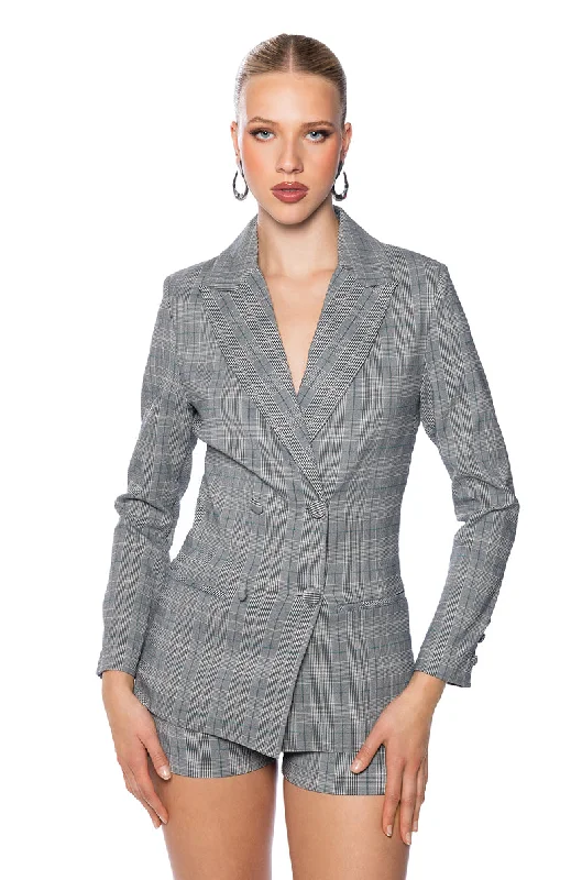 Blazers with breathable fabrics suit heat -CERISE PLAID BLAZER