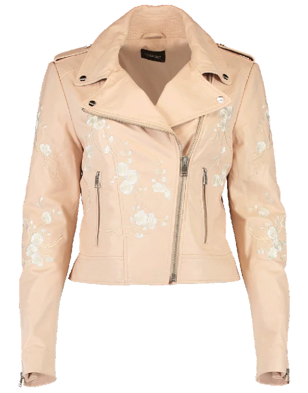 Donna Floral Leather Jacket