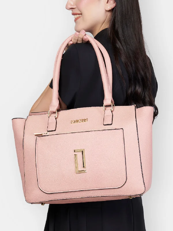 Handle bags with sturdy canvas for longevity -Lavie Luxe Kyle Pink Large Women's Tote Handbag