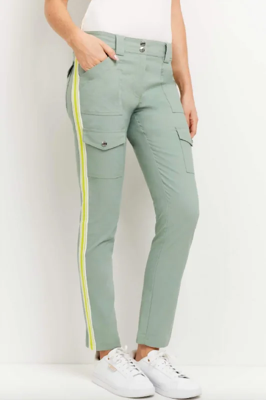 Cozy tight trousers for women with fleece-lined fabric for warmth during cold weather -Kate Stripe Pant In Sage