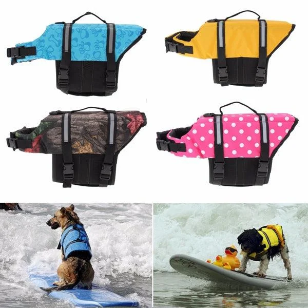 L Pet Aquatic Reflective Preserver Float Vest Dog Cat Saver Life Jacket New