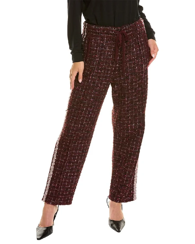 Tight trousers for women with elastic waistband for comfortable all-day wear -St. John Transparent Textural Pant