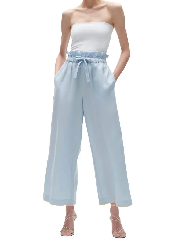 Loose-fitting tight trousers for women with stretchy waistband for ultimate comfort -Tomasina Pant In Soft Blue