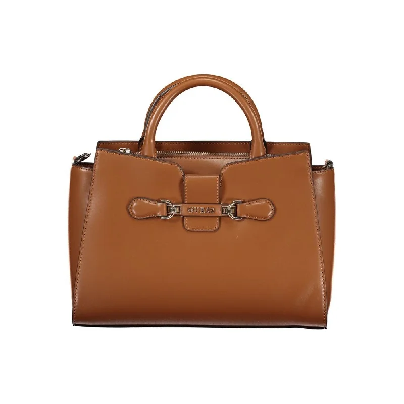 Handle bags with sturdy leather grip accents -Guess Jeans Brown Polyethylene Women's Handbag