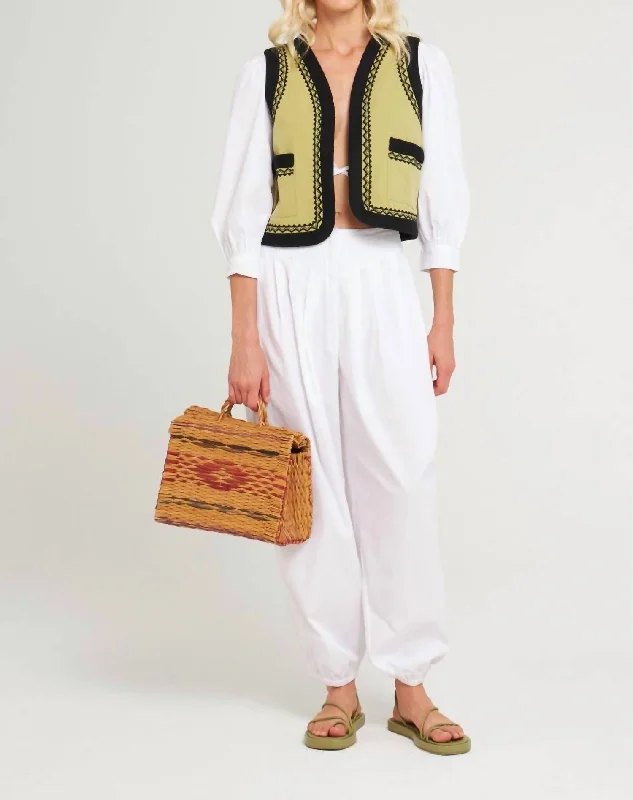 Retro-inspired tight trousers for men with a high-waisted fit and 80s vibe -Karo Sarouel Harem Pant In White