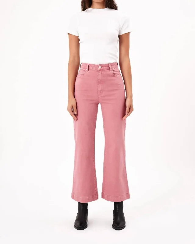 Bold patterned tight trousers for women with geometric or floral prints for unique look -Sailor Scoop Jeans In Rose