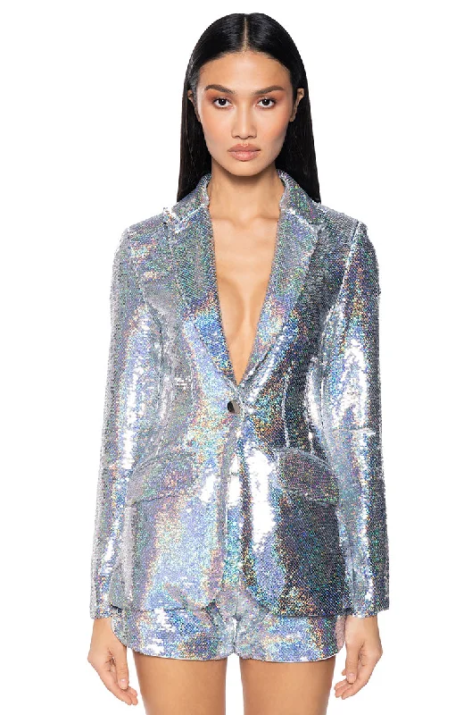 Blazers for minimalist wardrobes stay simple -HANSEL HOLIDAY SEQUIN FITTED BLAZER