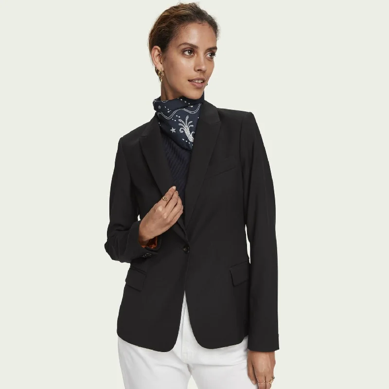 Blazers featuring jacquard patterns are ornate -Classic Tailored Blazer (Black)