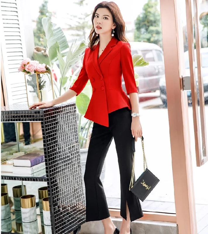 Women's Fashion Business Pantsuits with Jackets and Pants for Office Wear