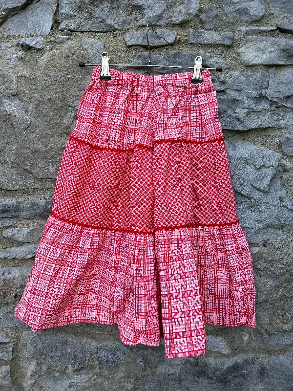 Yellow Dresses for Bright -Y2K red check skirt  6-8y (116-128cm)