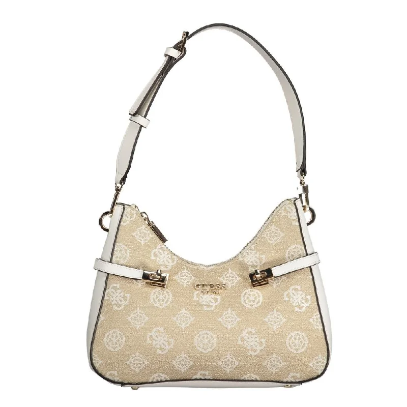 Handle bags with bold text for statements -Guess Jeans White Polyethylene Women's Handbag