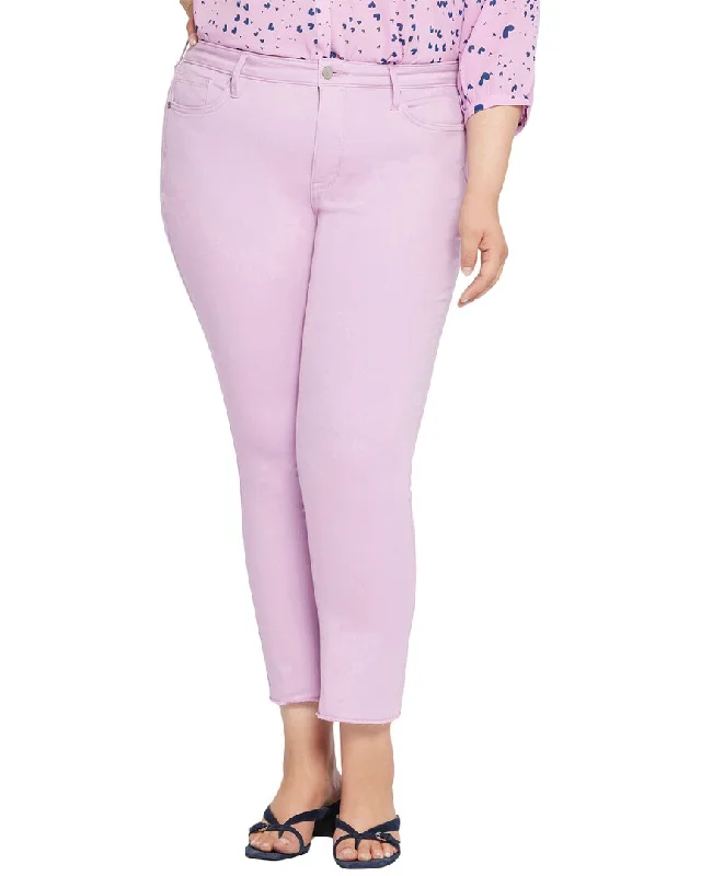 Casual tight trousers for women with cotton blend fabric for easy everyday wear -NYDJ Plus Sheri Ankle Fray Hem