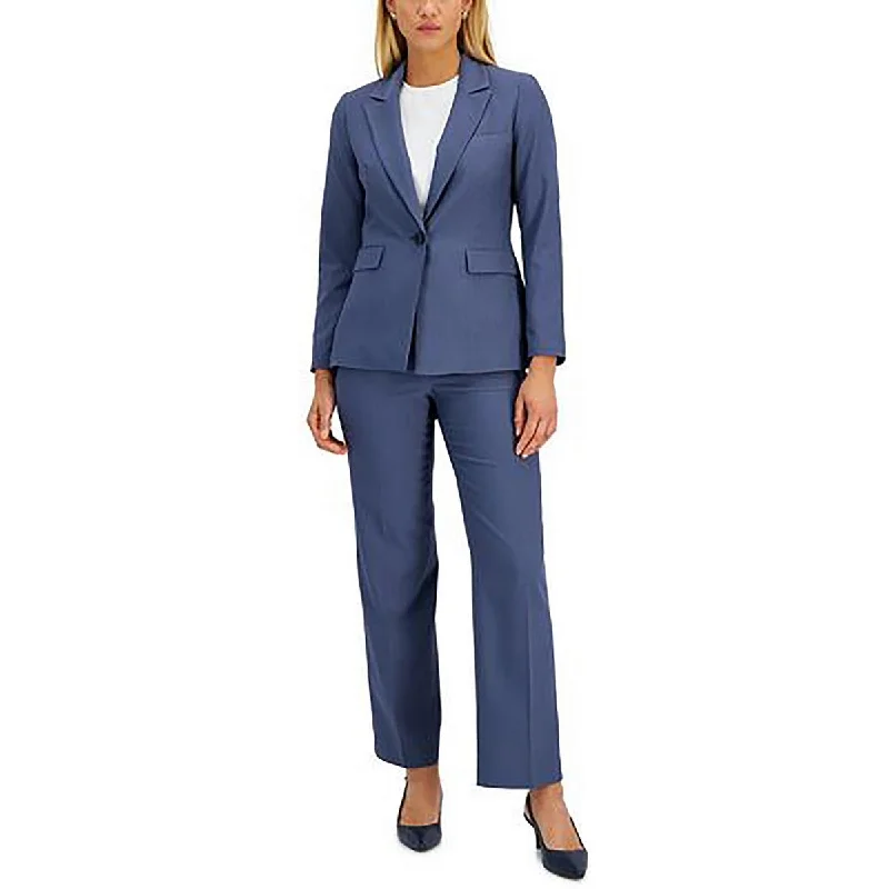 Blazers with subtle sheen elevate evening looks -Le Suit Womens Striped Office One-Button Blazer