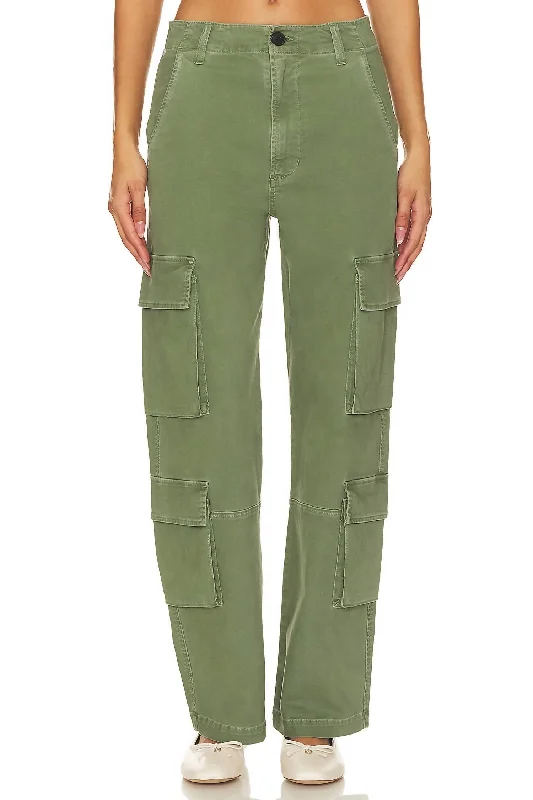 Pleated tight trousers for women with vintage-inspired design and modern twist -Delena Cargo Pant In Surplus