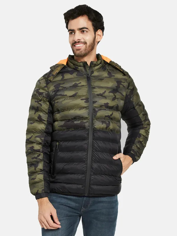 Mettle Men Olive Green Camouflage Padded Jacket