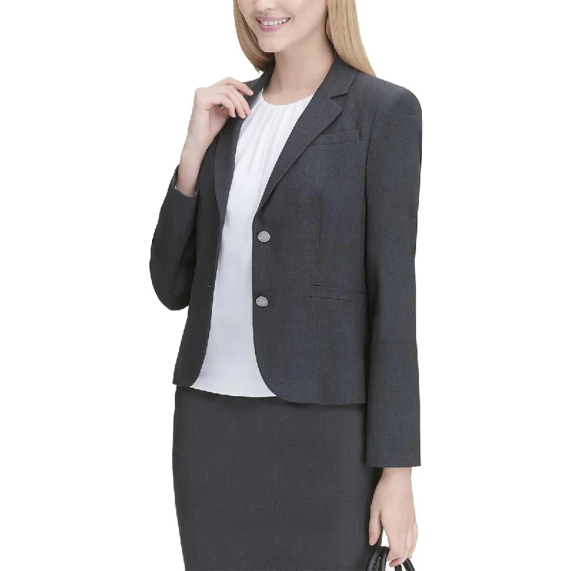 Blazers with asymmetrical cuts turn heads -Calvin Klein Womens Heathered Lined Blazer