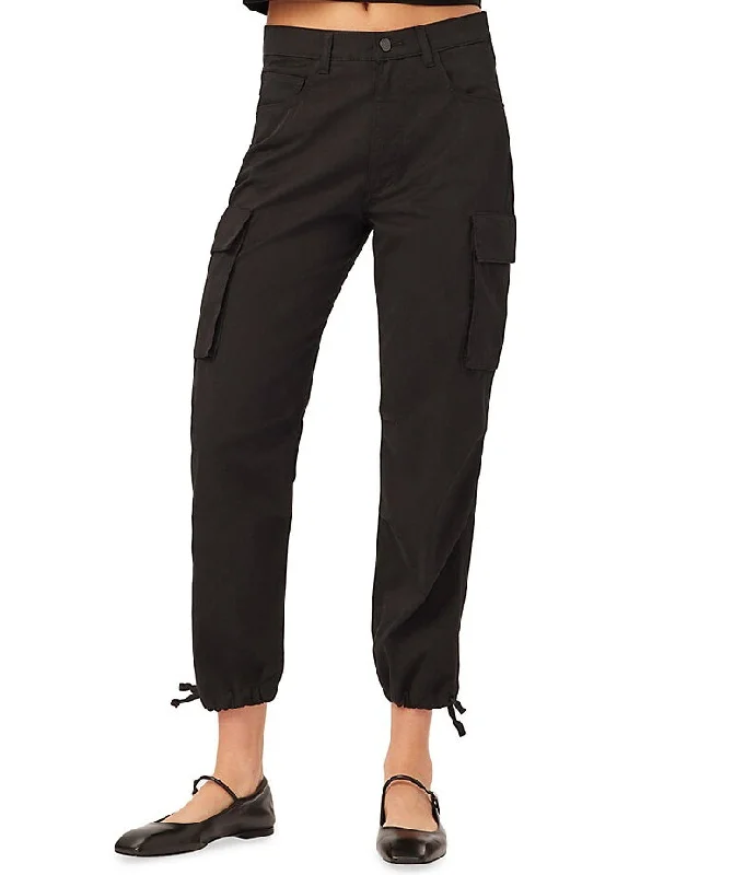 Elegant tight trousers for women with sleek design and tailored for a perfect fit -DL1961 Women Gwen Jogger: Cargo Side Pockets Black (Twill) Pants