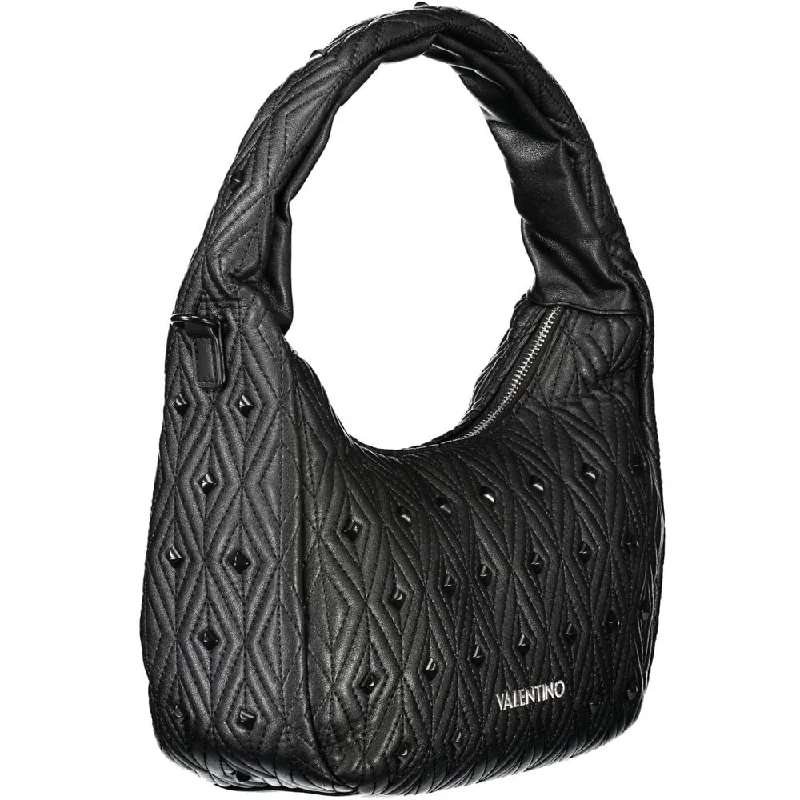 Designer handle bags with luxury logo detailing -Valentino Bags Black Polyester Women's Handbag