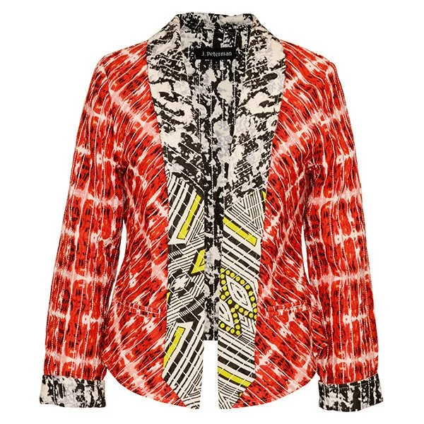 Blazers with long lengths elongate silhouettes -Multi Colored Shawl Blazer