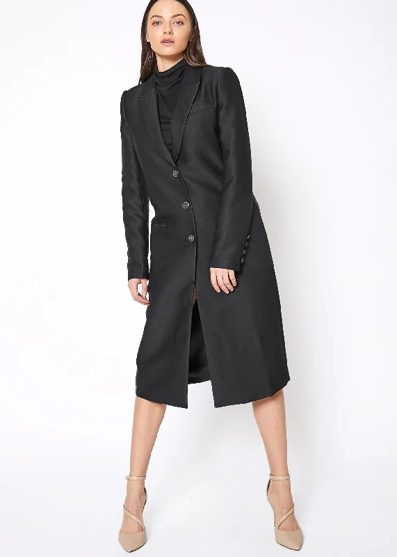 Blazers for professional women empower daily -Women's Button Down Longline Blazer In Black