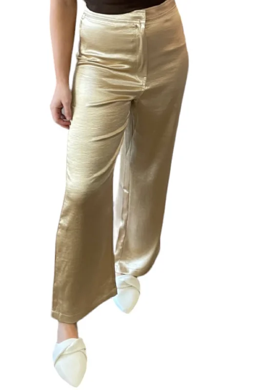 Stretch-fit tight trousers for men with flexibility and modern design for easy wear -Satin Pants In Champagne