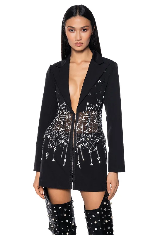 Blazers with decorative seams add flair -GLITZ AND GLAM CORSET BLAZER